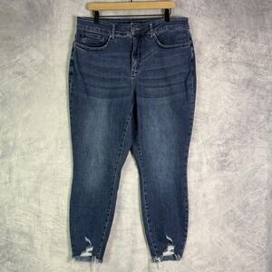 Judy Blue Los Angeles Womens 18W Skinny Fit Frayed Hem Jeans Blue Denim